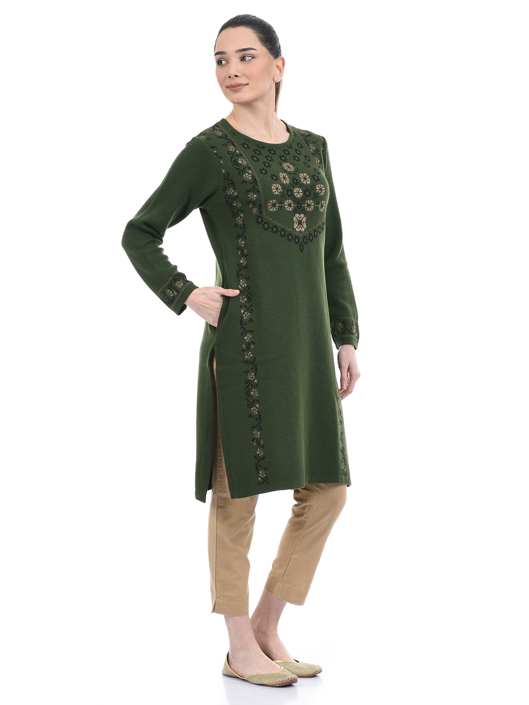 American Eye Women Casual Wear Green Kurta